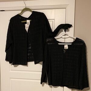 Tic tac toe lace open bolero by Fiori! Dress up or down. 1Clasp front 3/4 sleeve